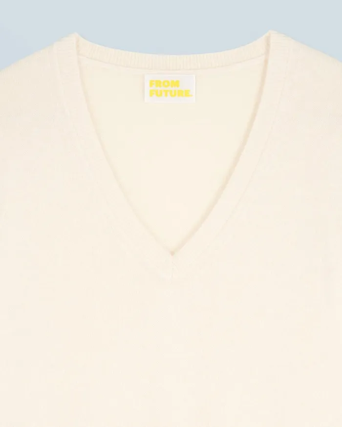 From Future Cashmere Sweaters Women Basic VNeck Sweater White