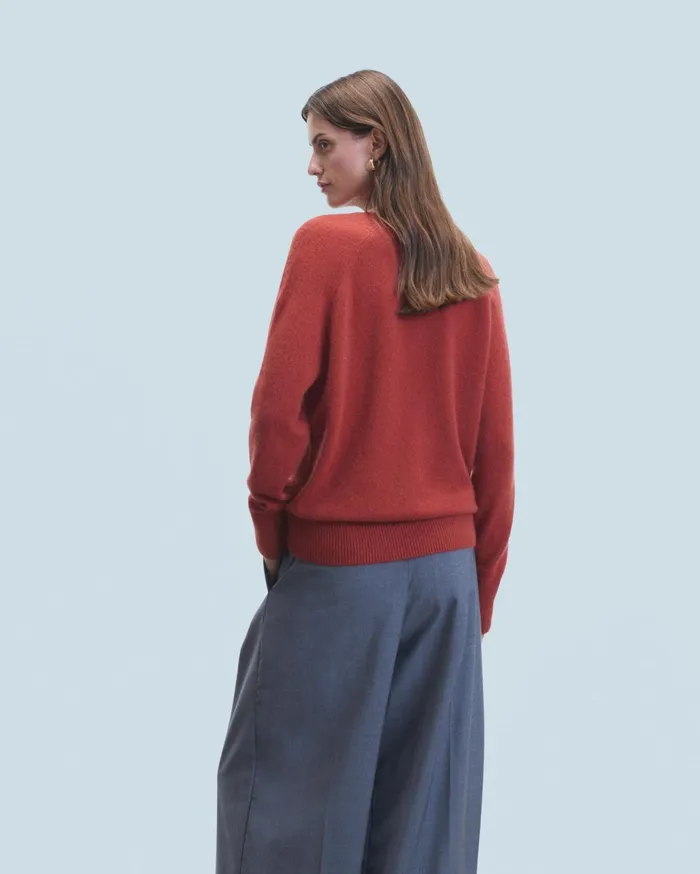 From Future Cashmere Sweaters Women Light Oversized VNeck Sweater Terracotta