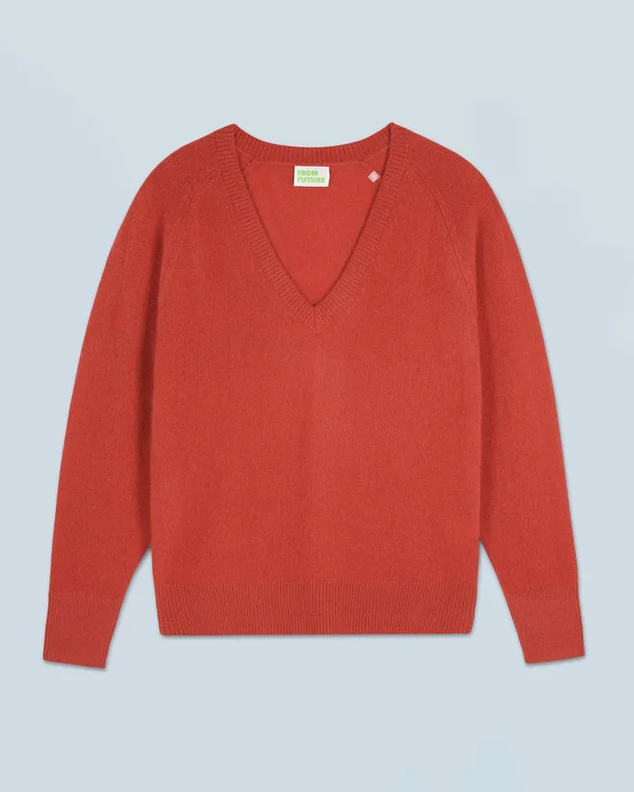 From Future Cashmere Sweaters Women Light Oversized VNeck Sweater Terracotta