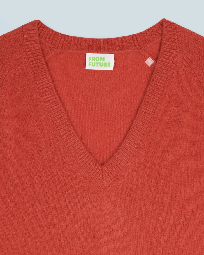 From Future Cashmere Sweaters Women Light Oversized VNeck Sweater Terracotta