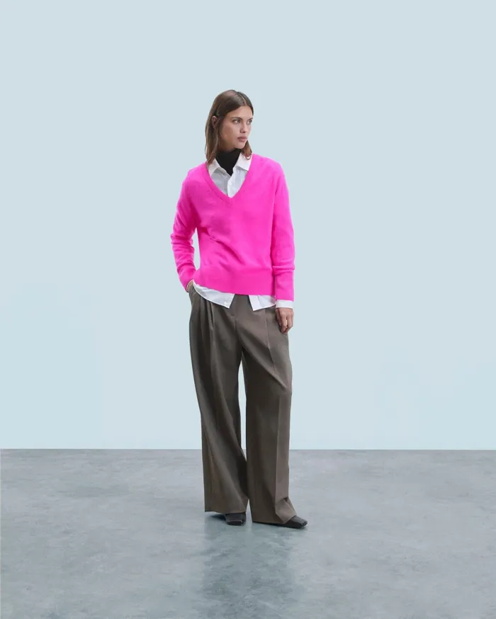 From Future Cashmere Sweaters Women Light Oversized VNeck Sweater Utopic Pink