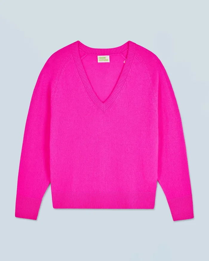 From Future Cashmere Sweaters Women Light Oversized VNeck Sweater Utopic Pink