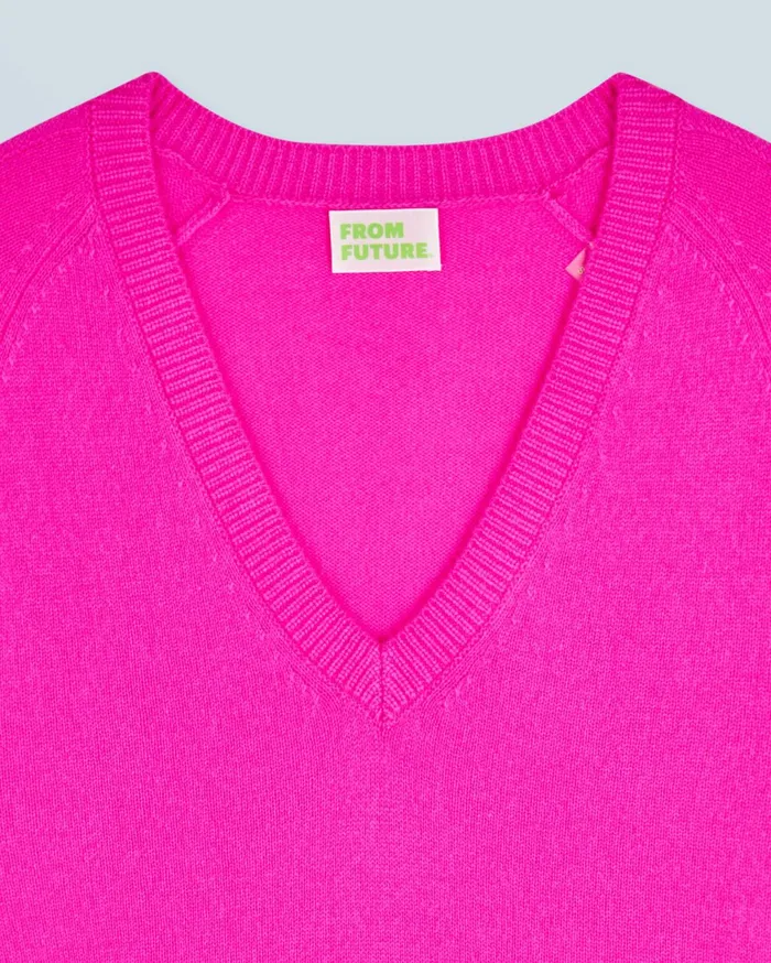 From Future Cashmere Sweaters Women Light Oversized VNeck Sweater Utopic Pink