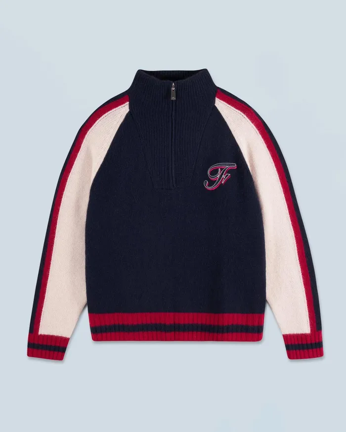 From Future Cashmere Sweaters Women Quarter Zip Sweater Navy