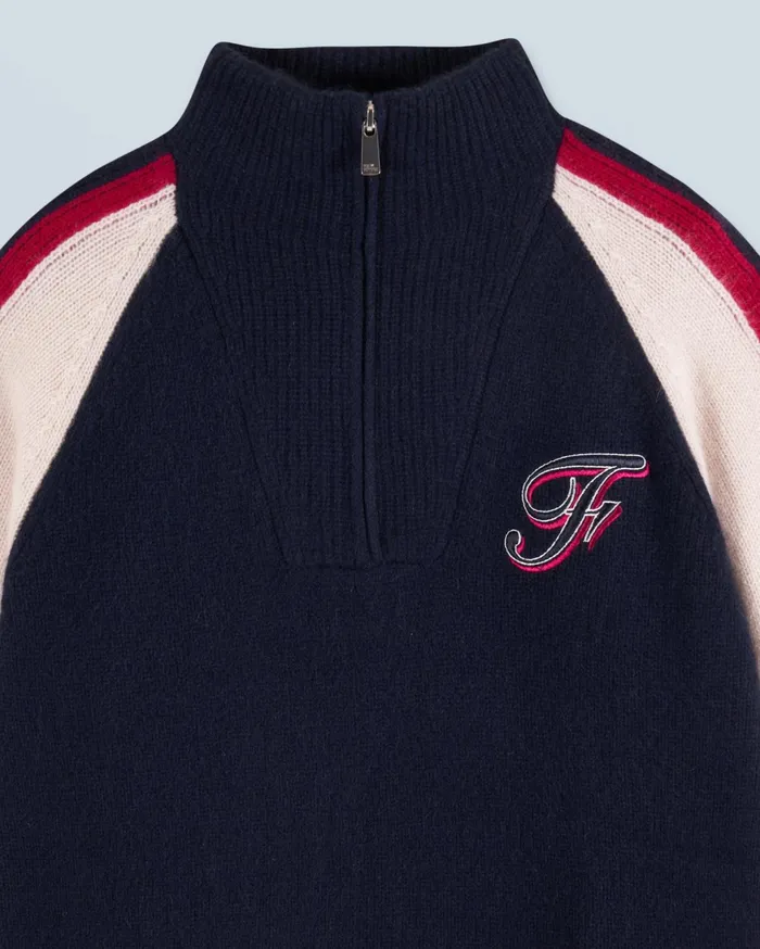 From Future Cashmere Sweaters Women Quarter Zip Sweater Navy