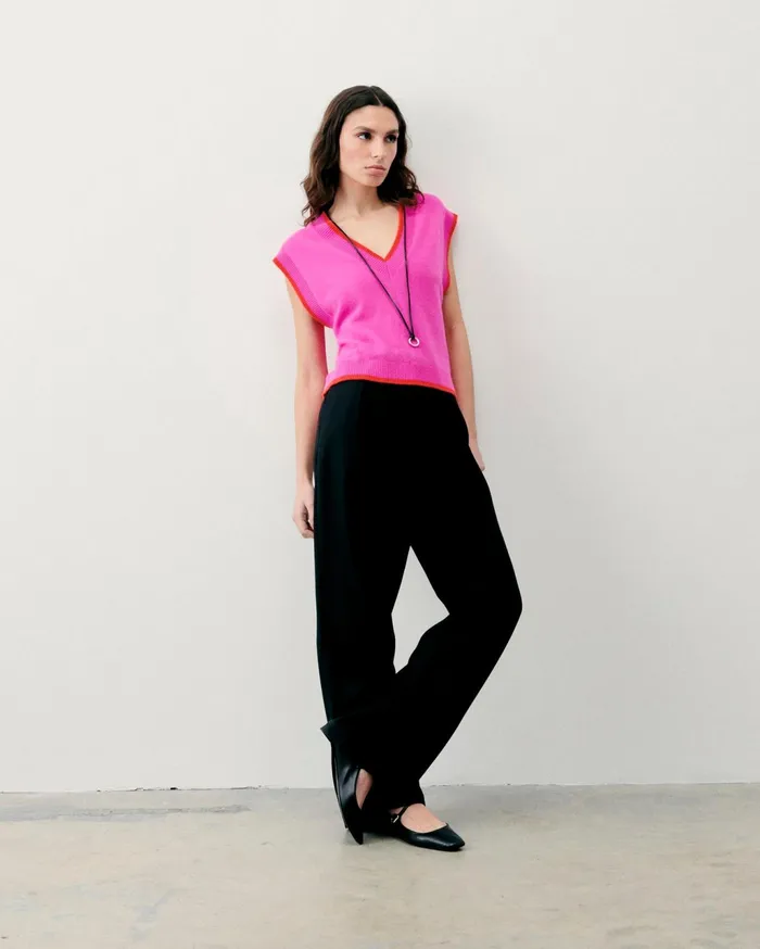 From Future Cashmere Sweaters Women TwoTone Sleeveless Sweater Tropical Pink