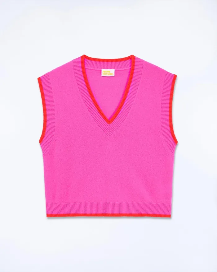From Future Cashmere Sweaters Women TwoTone Sleeveless Sweater Tropical Pink