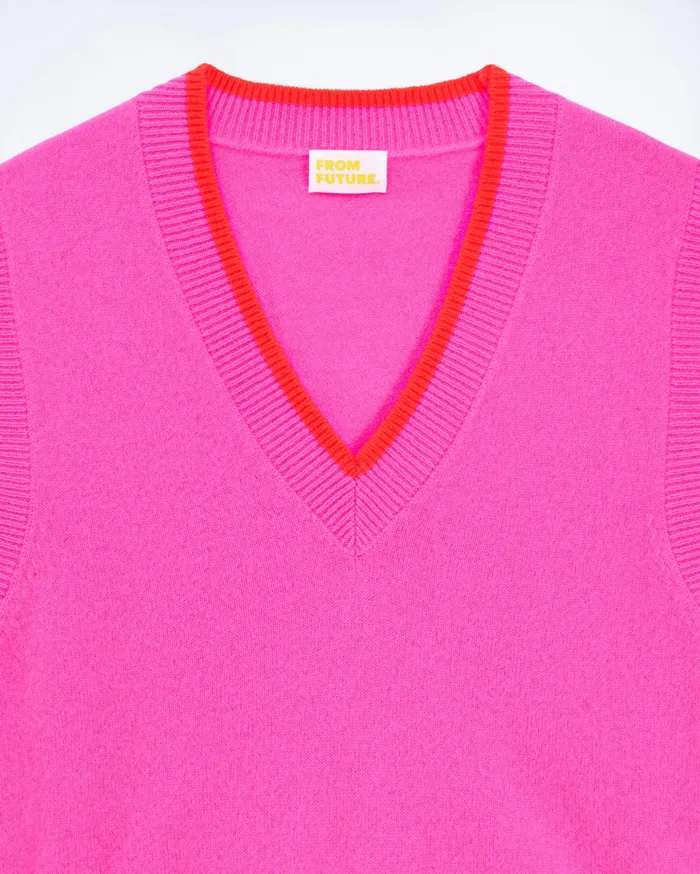 From Future Cashmere Sweaters Women TwoTone Sleeveless Sweater Tropical Pink