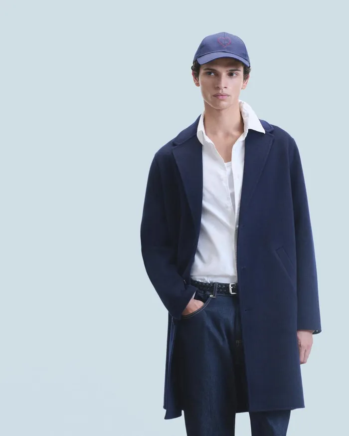 From Future Coats and Jackets Men Outerwear Long Double Face Coat Navy