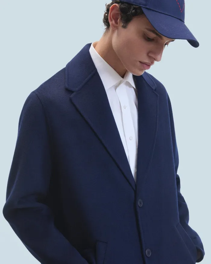 From Future Coats and Jackets Men Outerwear Long Double Face Coat Navy