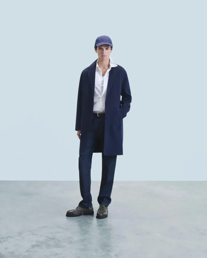From Future Coats and Jackets Men Outerwear Long Double Face Coat Navy