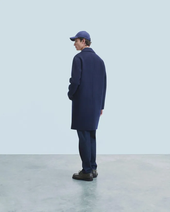 From Future Coats and Jackets Men Outerwear Long Double Face Coat Navy