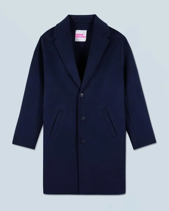 From Future Coats and Jackets Men Outerwear Long Double Face Coat Navy