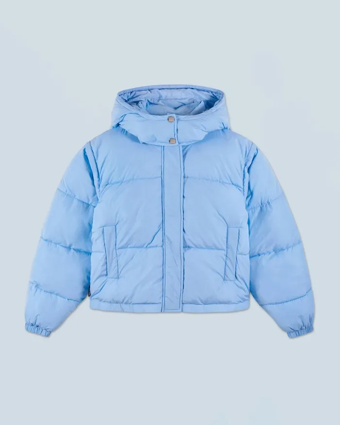 From Future Coats and Jackets Women Outerwear Craquele Down Jacket Baby Blue