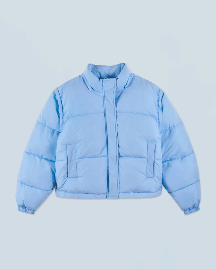 From Future Coats and Jackets Women Outerwear Craquele Down Jacket Baby Blue