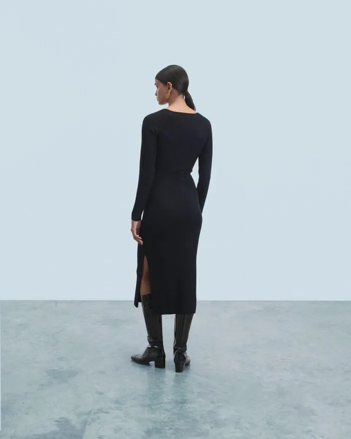 From Future Dresses and Jumpsuits Women Long Sleeve Sweetheart Neckline Long Dress Black