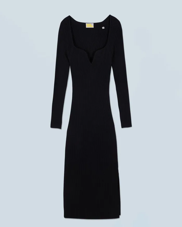 From Future Dresses and Jumpsuits Women Long Sleeve Sweetheart Neckline Long Dress Black