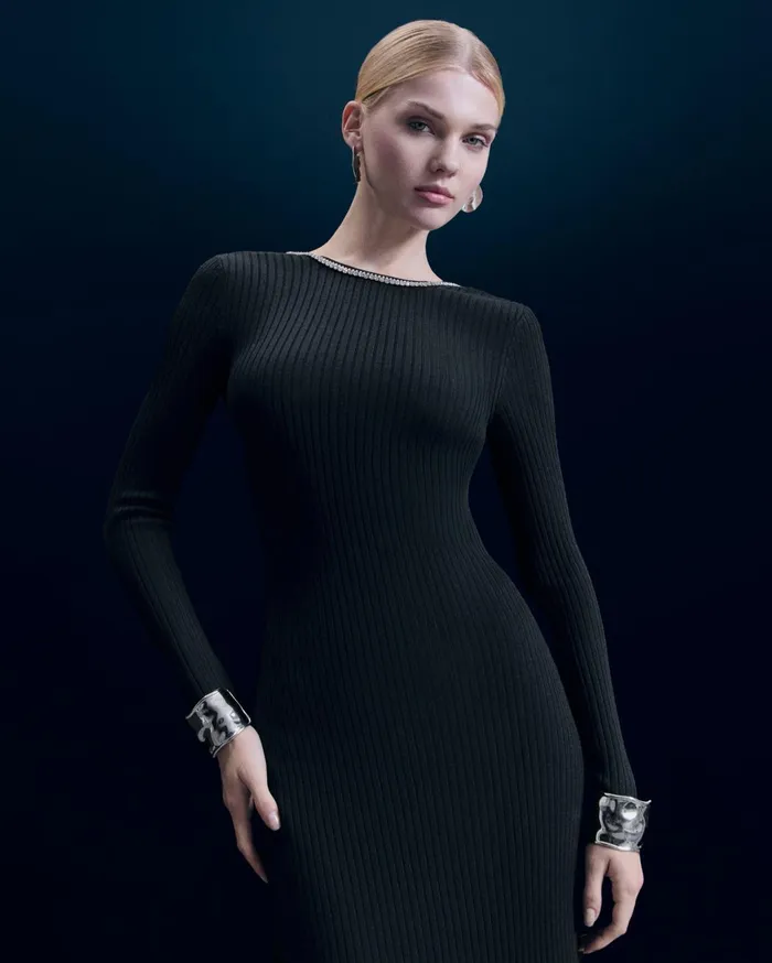 From Future Dresses and Jumpsuits Women Long Sleeves Long Dress Black