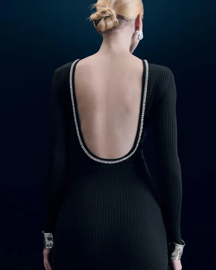 From Future Dresses and Jumpsuits Women Long Sleeves Long Dress Black