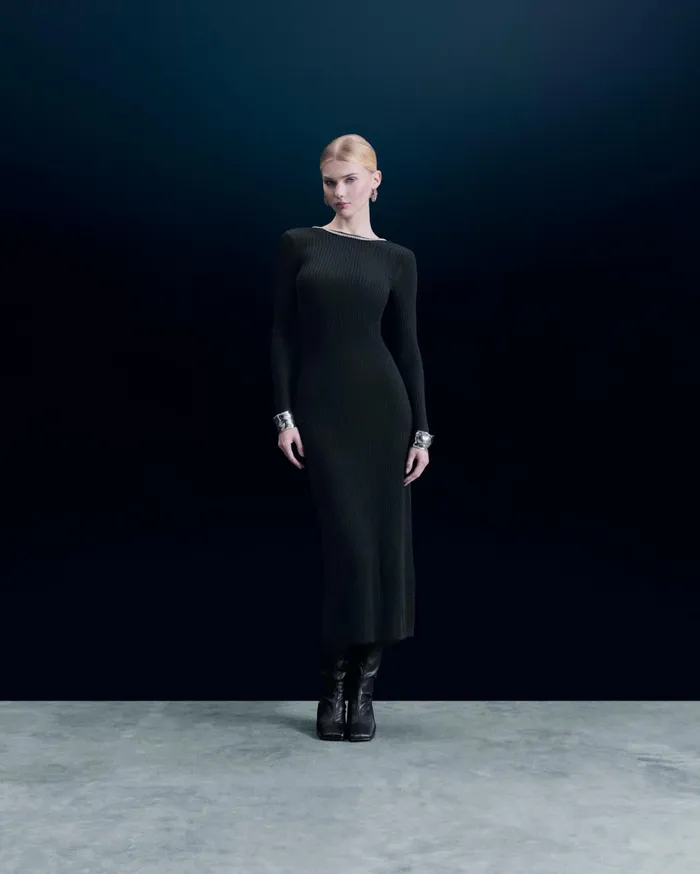 From Future Dresses and Jumpsuits Women Long Sleeves Long Dress Black