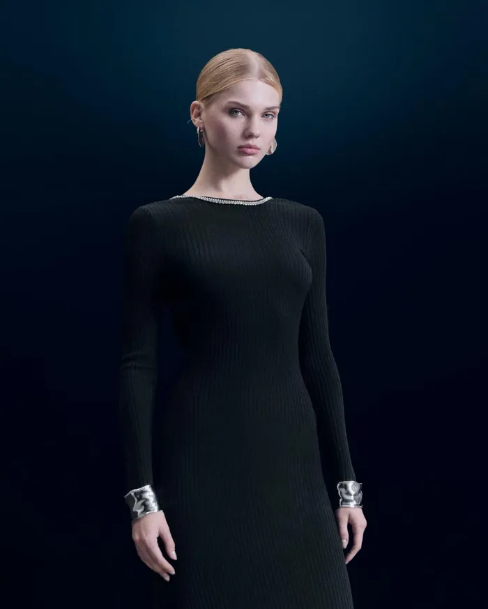 From Future Dresses and Jumpsuits Women Long Sleeves Long Dress Black