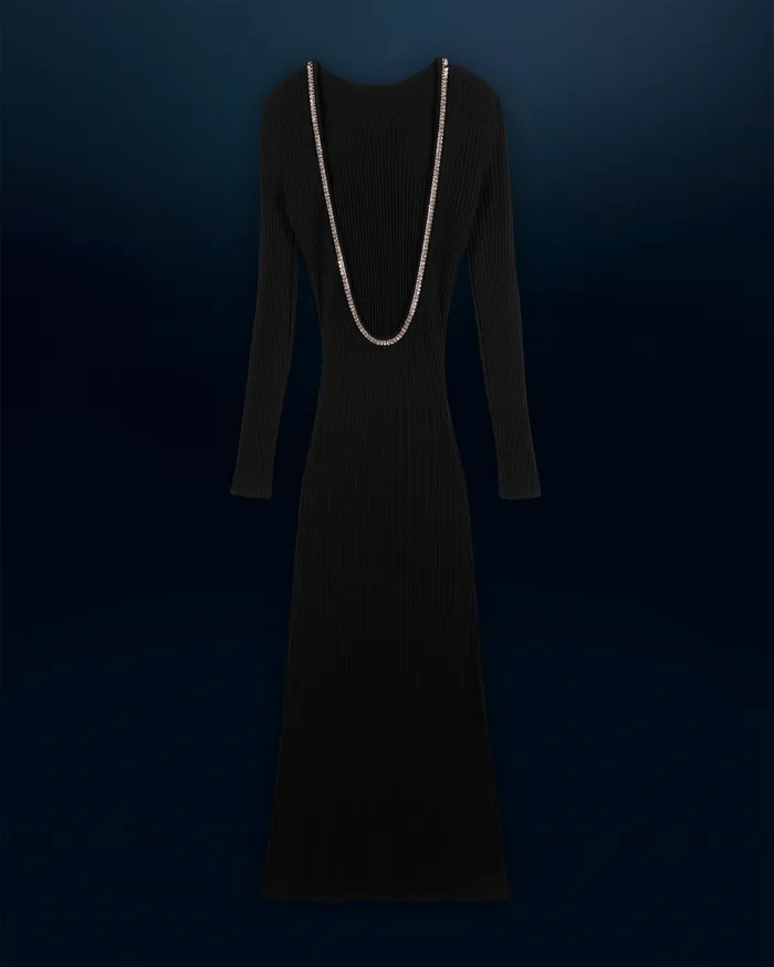 From Future Dresses and Jumpsuits Women Long Sleeves Long Dress Black