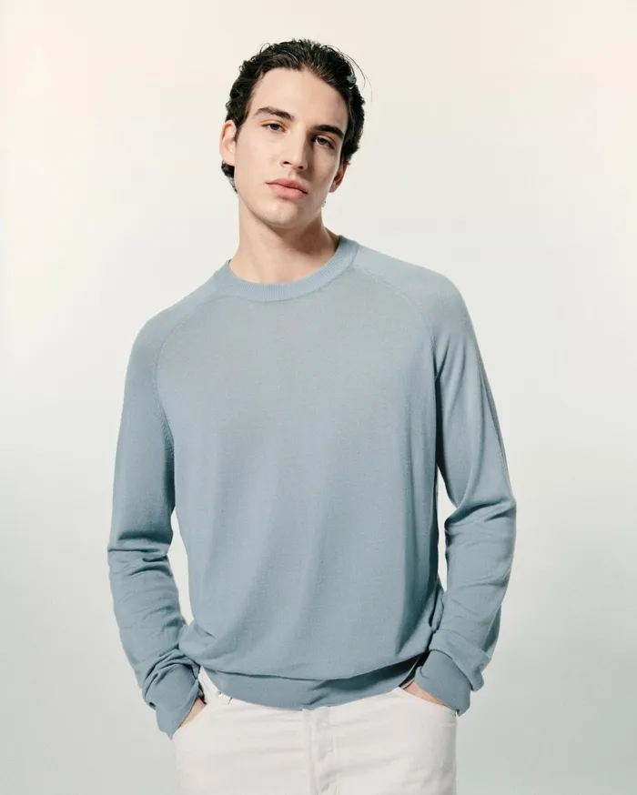 From Future Merino Wool Sweaters Men Crewneck Sweater Navy