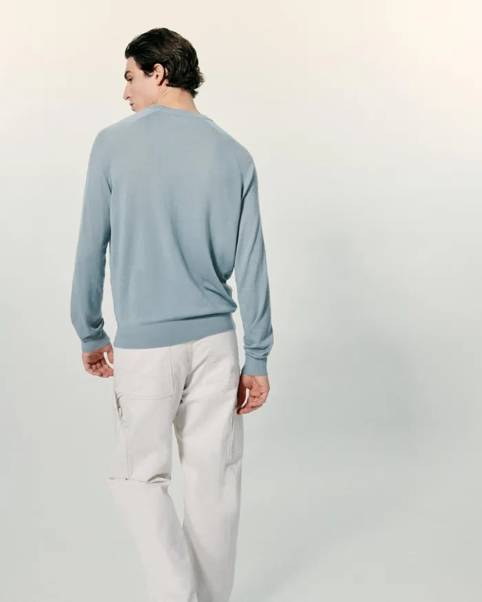 From Future Merino Wool Sweaters Men Crewneck Sweater Navy