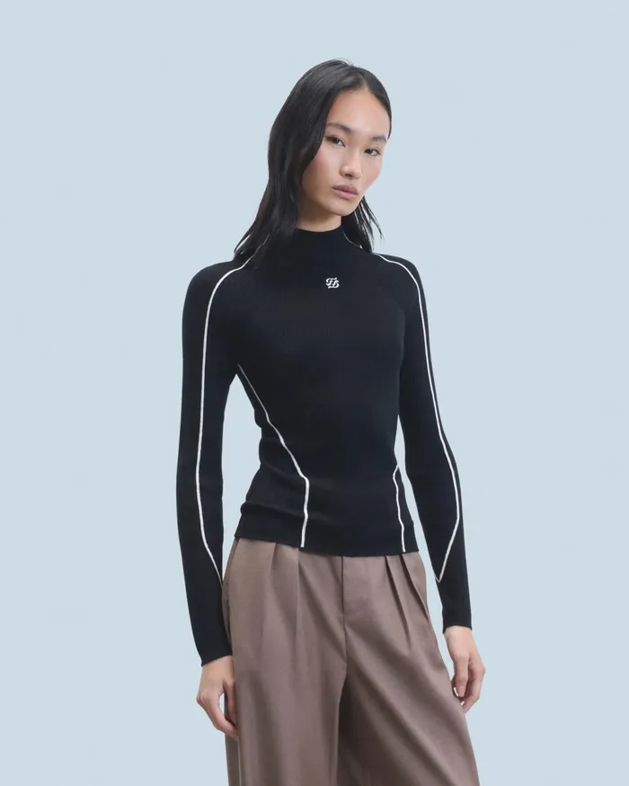 From Future Merino Wool Sweaters Women MockNeck Sweater Black