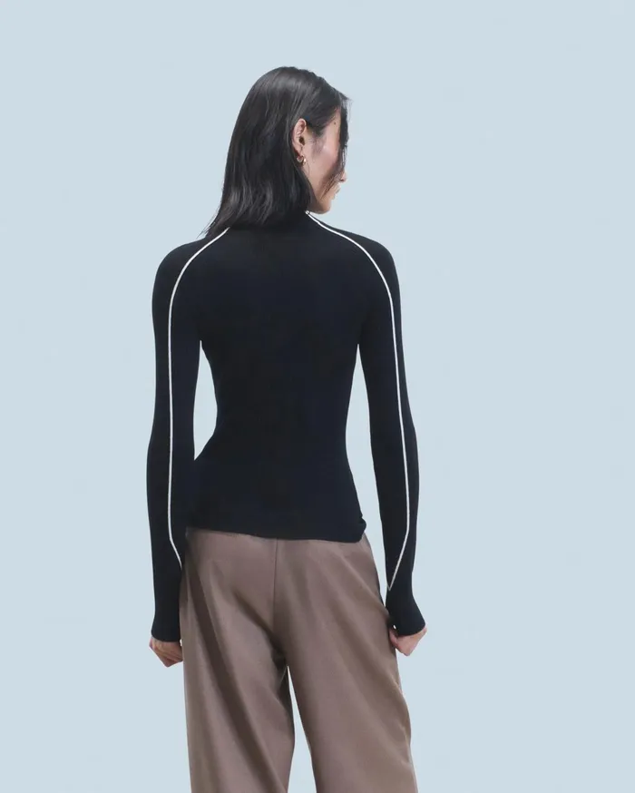 From Future Merino Wool Sweaters Women MockNeck Sweater Black