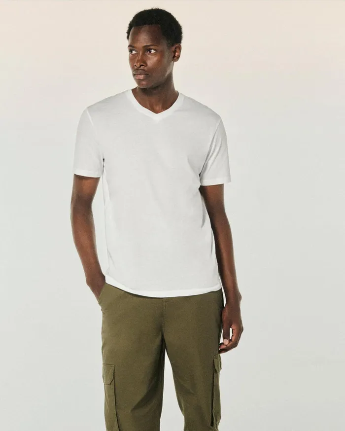 From Future Shirts and TShirts Men Short Sleeve VNeck TShirt White