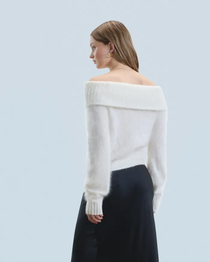 From Future Shirts TShirts and Tops Women Brushed Cashmere Long Sleeve Top White