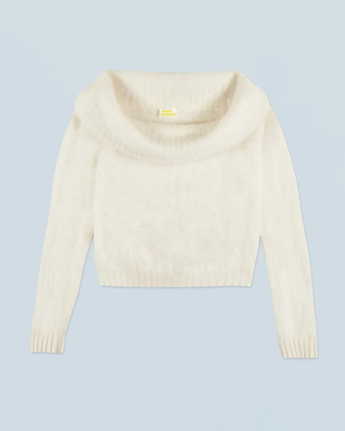 From Future Shirts TShirts and Tops Women Brushed Cashmere Long Sleeve Top White