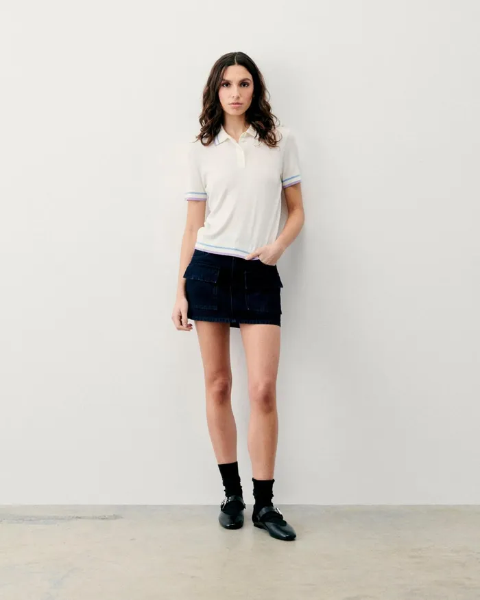 From Future Shirts TShirts and Tops Women Short Sleeve Top With TwoTone Stripes White