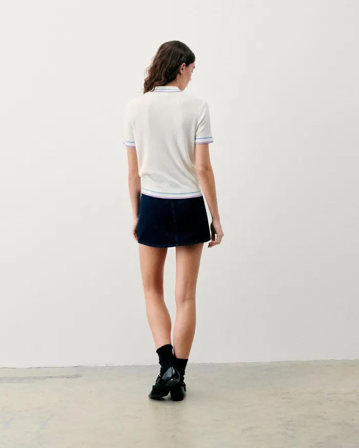 From Future Shirts TShirts and Tops Women Short Sleeve Top With TwoTone Stripes White