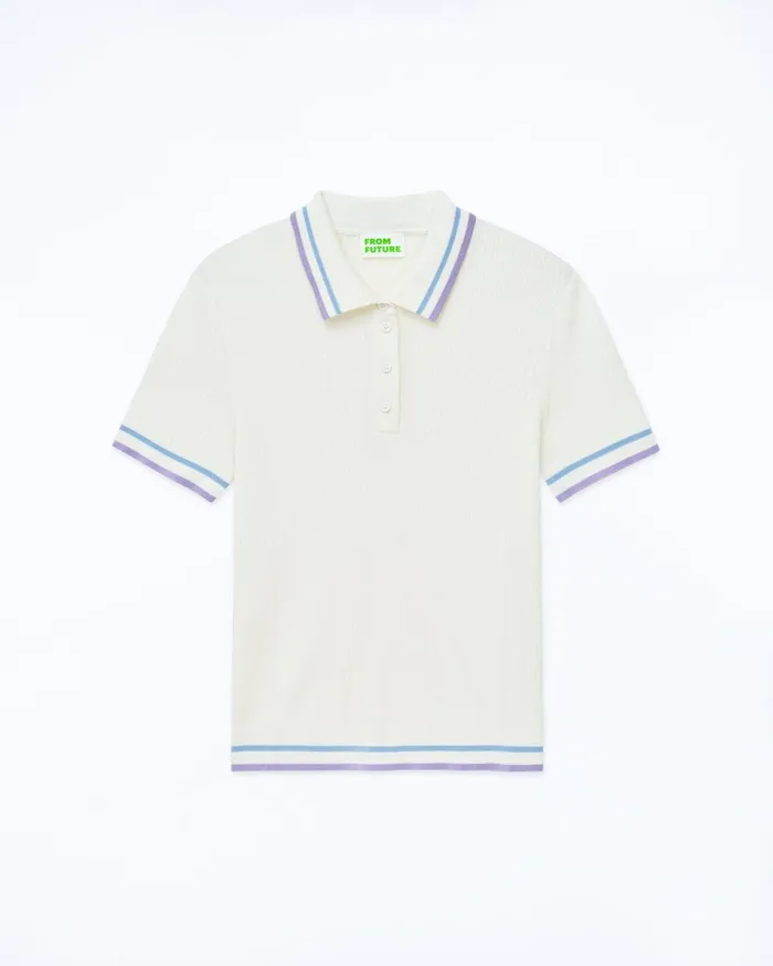 From Future Shirts TShirts and Tops Women Short Sleeve Top With TwoTone Stripes White