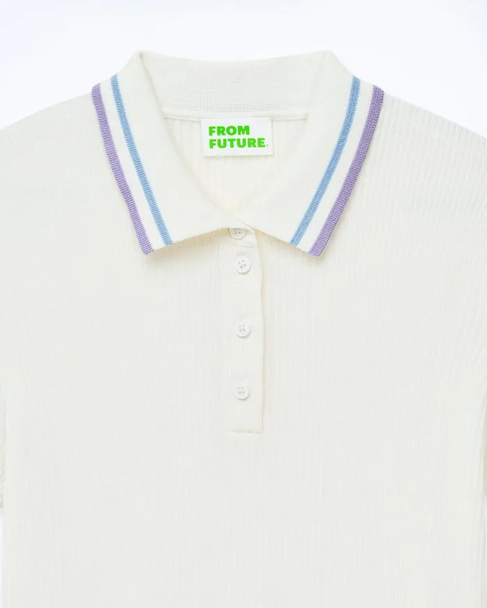 From Future Shirts TShirts and Tops Women Short Sleeve Top With TwoTone Stripes White