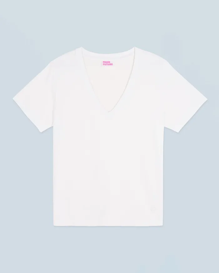 From Future Shirts TShirts and Tops Women Short Sleeve VNeck TShirt White