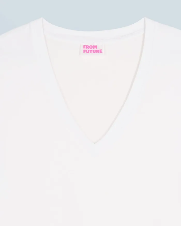 From Future Shirts TShirts and Tops Women Short Sleeve VNeck TShirt White