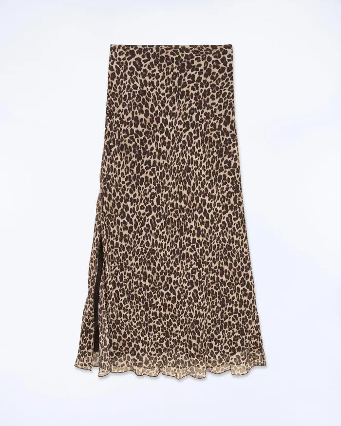 From Future Skirts Women Midi Long Chiffon Skirt Winter Leopard
