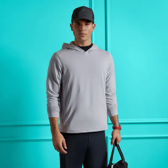 GFORE Hoodies and Tees Men BRUSHED BACK TECH HOODIE Light Heather Grey