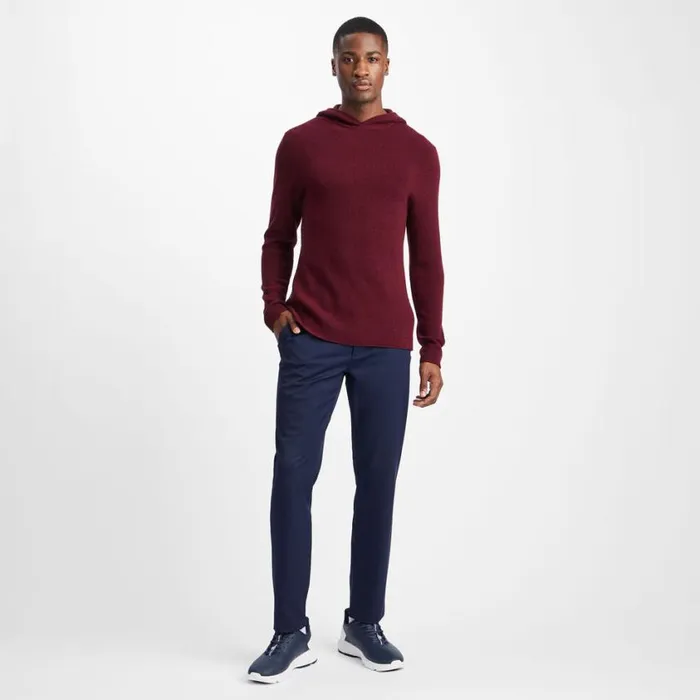 GFORE Hoodies and Tees Men WAFFLE STITCH MERINO WOOL HOODED SWEATER Rhubarb