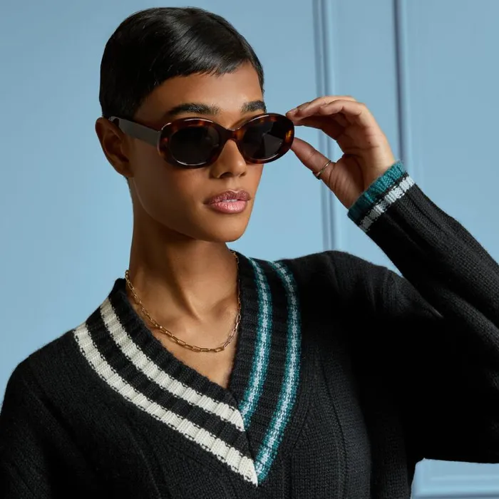 GFORE Sweaters Women LTD RELEASE RIBBED CASHMERE CRICKET SWEATER Onyx