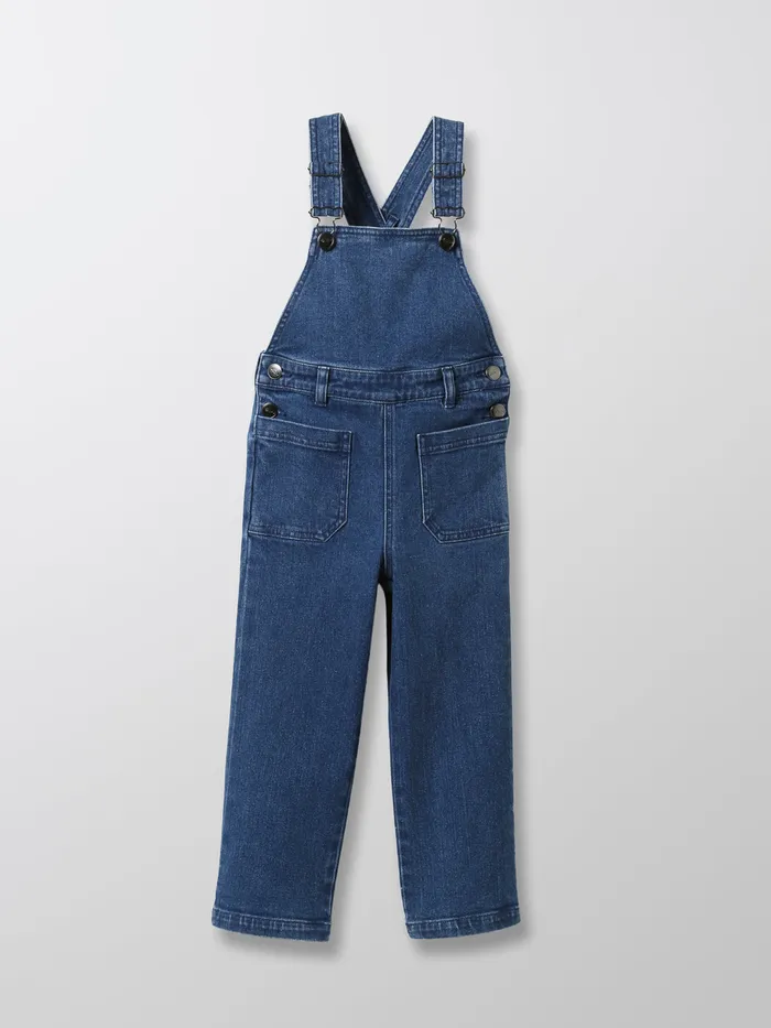 Girls Cyrillus Clothing Denim Dungarees 6409 Bleu Moyen Uni