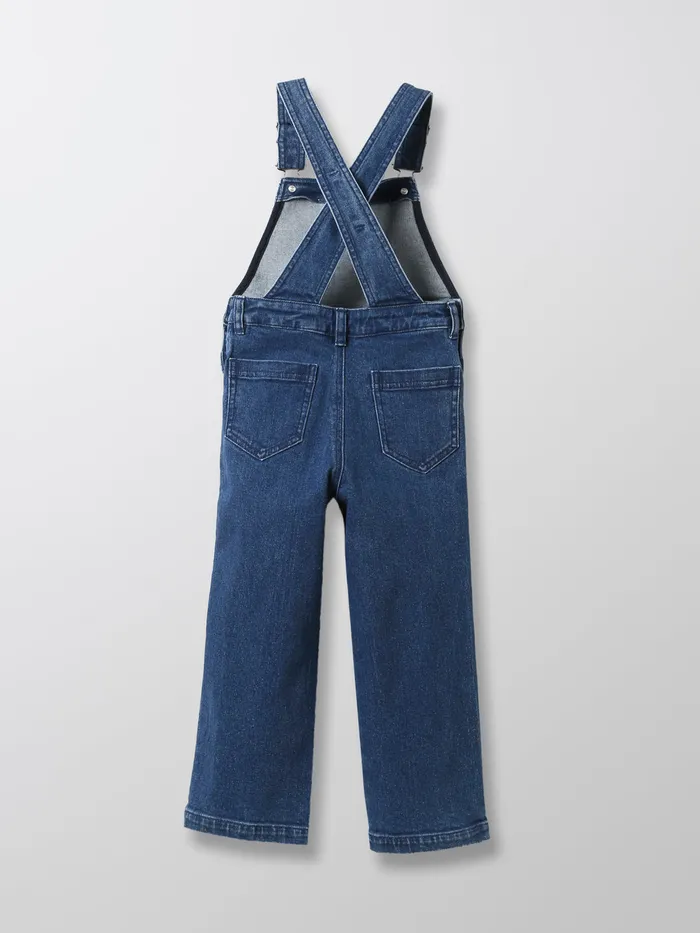Girls Cyrillus Clothing Denim Dungarees 6409 Bleu Moyen Uni