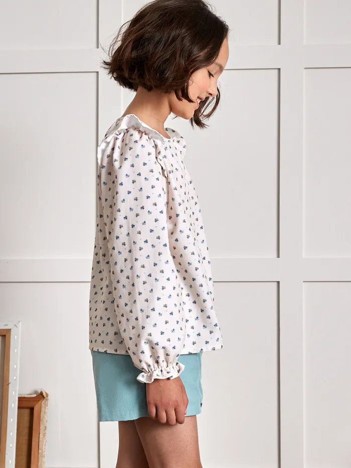 Girls Cyrillus Clothing Loose EmilyPrint Corduroy Shirt Imp Emily