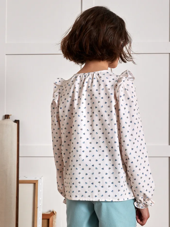 Girls Cyrillus Clothing Loose EmilyPrint Corduroy Shirt Imp Emily