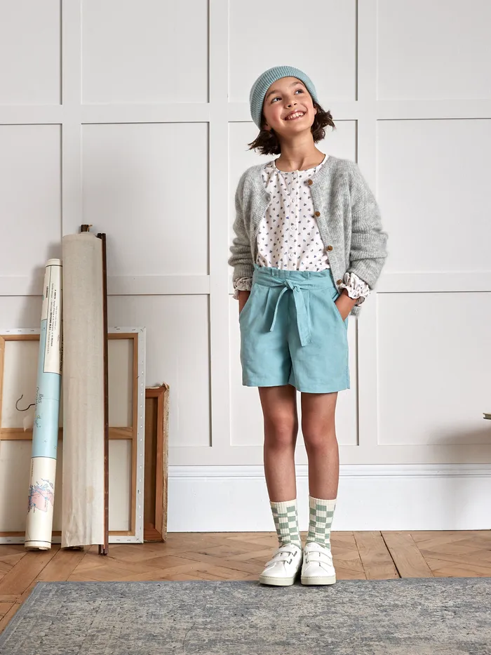 Girls Cyrillus Clothing Loose EmilyPrint Corduroy Shirt Imp Emily
