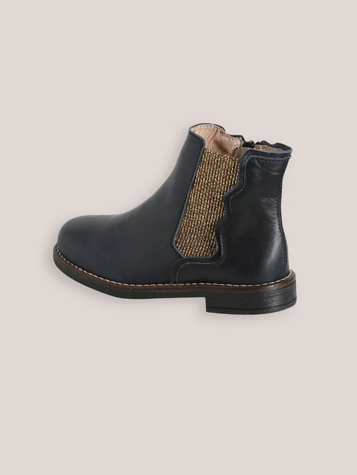 Girls Cyrillus Shoes Leather Ankle Boots Marine