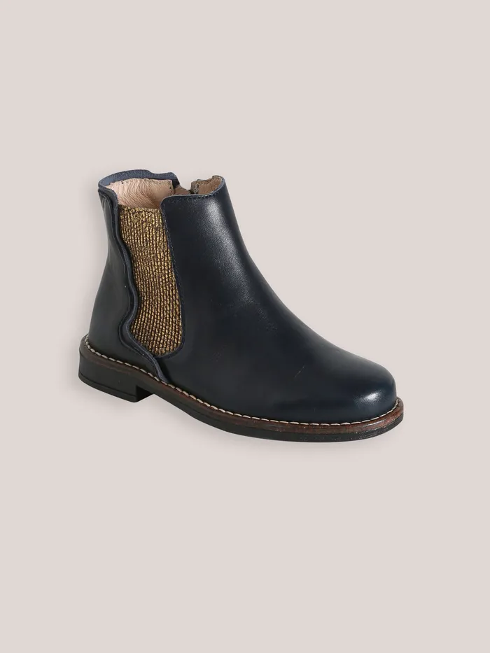 Girls Cyrillus Shoes Leather Ankle Boots Marine